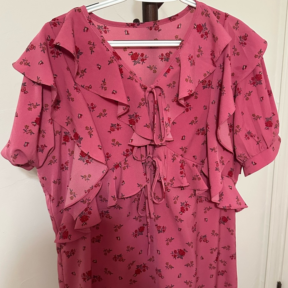 Source Unknown Pink Floral Ruffle Dress